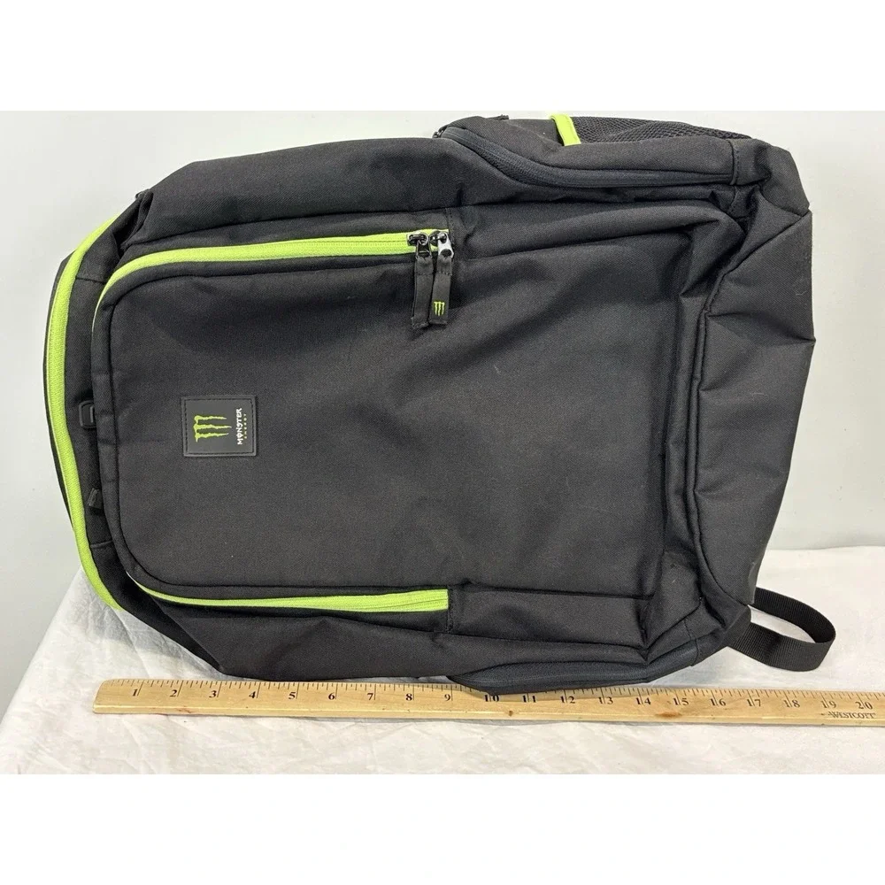 Official Monster Energy Black Promo Padded Backpack with Zippers Pockets Laptop